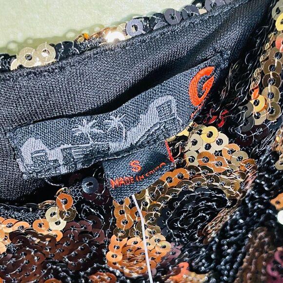 Guess Gold Black Leopard Sequin Dress Sleeveless Small NWT - Picture 11 of 12